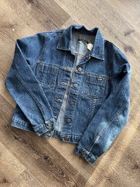 Vtg 90s Club Monaco dark indigo denim stonewashed jean jacket / S-M